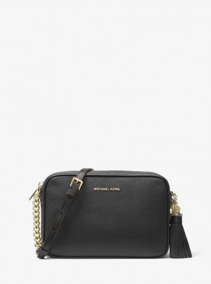 Bolsa Cruzada Michael Kors Ginny Leather Crossbody Bag Mujer Negras | 2896-SAGMP