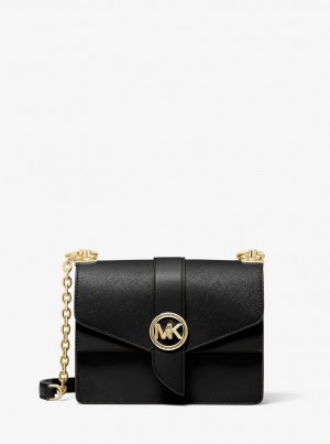 Bolsa Cruzada Michael Kors Greenwich Small Saffiano Leather Crossbody Bag Mujer Negras | 0259-FXHSD