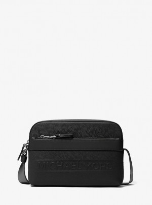 Bolsa Cruzada Michael Kors Hudson Pebbled Leather Utility Crossbody Bag Hombre Negras | 3517-RTFMO