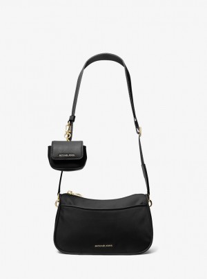 Bolsa Cruzada Michael Kors Jet Set Medium Nylon Crossbody Bag with Case for Apple AirPods Pro Mujer Negras | 2364-GLWXC