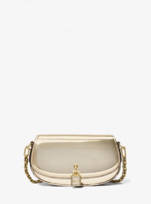 Bolsa Cruzada Michael Kors Mila Small Metallic Leather Shoulder Bag Mujer Doradas | 4017-GASFW