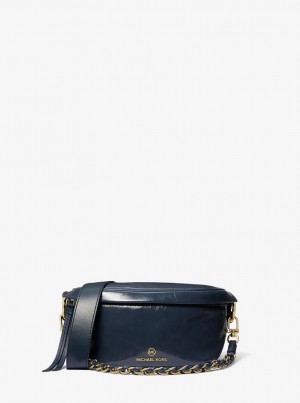 Bolsa Cruzada Michael Kors Slater Extra-Small Patent Leather Sling Pack Mujer Azul Marino | 6825-SVMGD