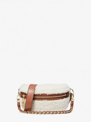 Bolsa Cruzada Michael Kors Slater Extra-Small Shearling Sling Pack Mujer Beige | 0342-WIZRJ