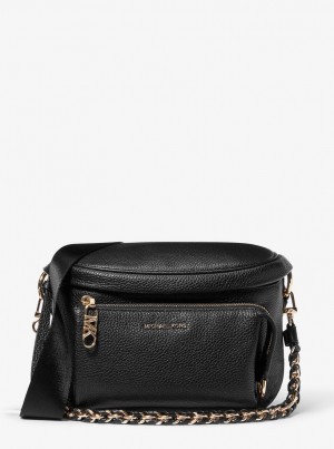 Bolsa Cruzada Michael Kors Slater Medium Pebbled Leather Sling Pack Mujer Negras | 6035-WTKMJ