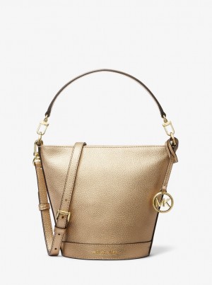 Bolsa Cruzada Michael Kors Townsend Small Metallic Leather Crossbody Bag Mujer Doradas | 7649-UTNEK