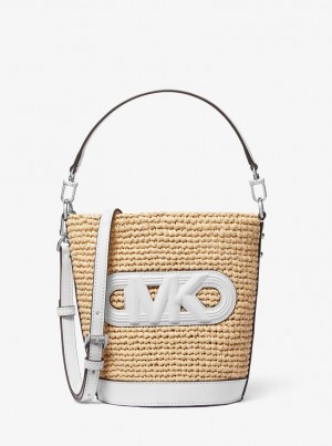 Bolsa Cruzada Michael Kors Townsend Small Straw Messenger Bag Mujer Nat/Opticwht | 2801-JWGNA