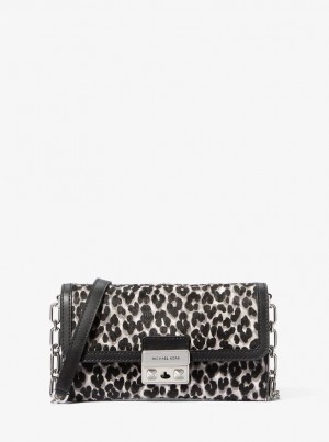 Bolsa Cruzada Michael Kors Tribeca Large Leopard Print Calf Hair Convertible Crossbody Bag Mujer Negras | 6458-LZPTM