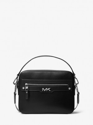 Bolsa Cruzada Michael Kors Varick Leather Camera Bag Hombre Negras | 7260-ENGCF