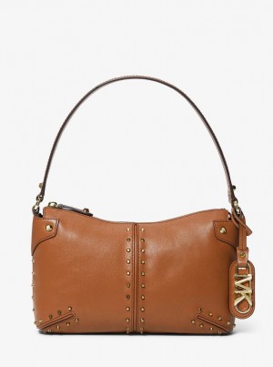 Bolsa De Hombro Michael Kors Astor Large Studded Leather Shoulder Bag Mujer Luggage | 1872-HWPKT