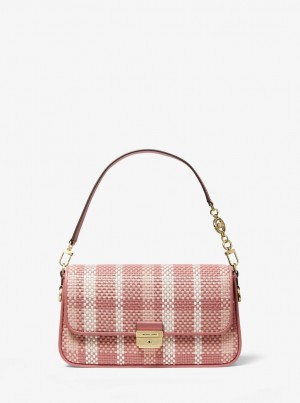 Bolsa De Hombro Michael Kors Bradshaw Small Woven Leather Convertible Shoulder Bag Mujer Rosas Multicolor | 2140-HRJYA