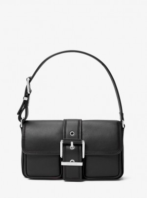 Bolsa De Hombro Michael Kors Colby Medium Leather Shoulder Bag Mujer Negras | 6150-BFHPU