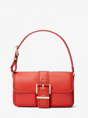 Bolsa De Hombro Michael Kors Colby Medium Leather Shoulder Bag Mujer Coral | 0827-WVTSR