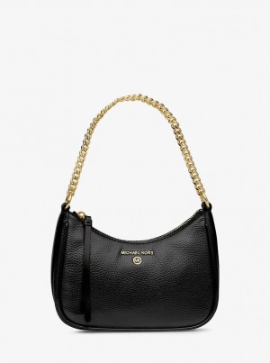 Bolsa De Hombro Michael Kors Jet Set Charm Small Pebbled Leather Pochette Mujer Negras | 5746-GPKFD