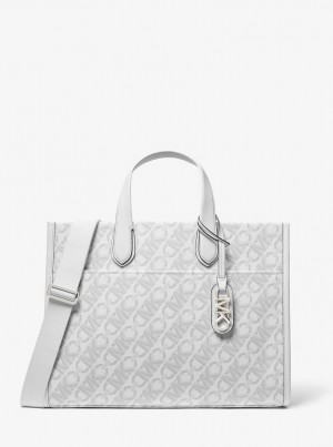 Bolsas de Mano Michael Kors Gigi Large Empire Signature Logo Tote Bag Mujer Opt/Allum | 5706-DOWQB