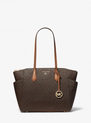 Bolsas de Mano Michael Kors Marilyn Medium Logo Tote Bag Mujer Brn/Acorn | 6398-WBHCU