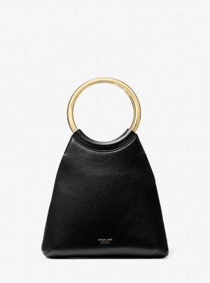 Bolsas de Mano Michael Kors Ursula Small Leather Ring Tote Bag Mujer Negras | 6539-OAMGB