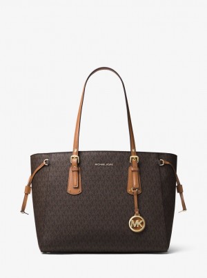 Bolsas de Mano Michael Kors Voyager Medium Logo Tote Bag Mujer Marrones | 2736-SQRVC