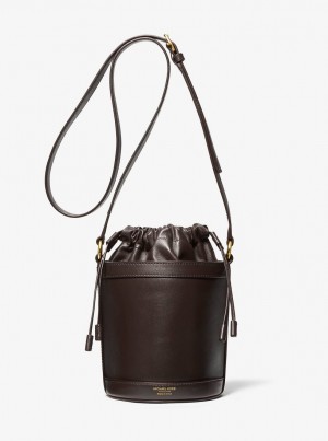 Bolso Satchel Michael Kors Audrey Medium Leather Bucket Bag Mujer Chocolate | 1597-DIUOC