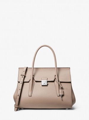 Bolso Satchel Michael Kors Campbell Medium Pebbled Leather Satchel Mujer Gris Marrones | 7584-MIGDH