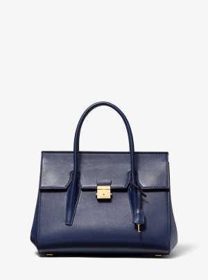 Bolso Satchel Michael Kors Campbell Medium Leather Satchel Mujer Azul Marino | 9617-YNWET