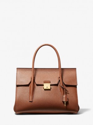 Bolso Satchel Michael Kors Campbell Medium Pebbled Leather Satchel Mujer Vicuna | 2496-CGPYE