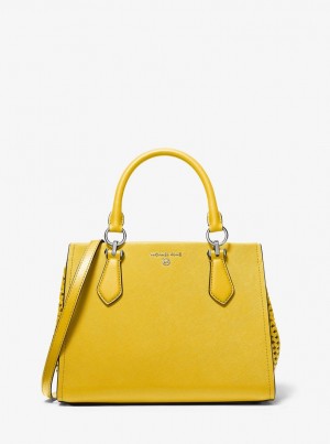 Bolso Satchel Michael Kors Marilyn Medium Saffiano Leather Satchel Mujer Bright Dandelion | 8460-RJEKH