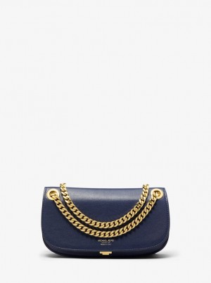 Bolsos De Mano Michael Kors Christie Mini Leather Envelope Bag Mujer Azul Marino | 6271-EQVNZ