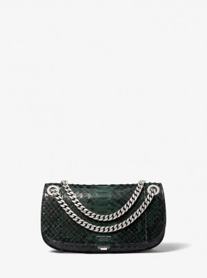 Bolsos De Mano Michael Kors Christie Mini Python Embossed Leather Envelope Bag Mujer Forest | 5924-ZCRJA