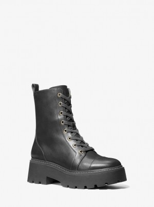 Botas Michael Kors Blake Leather Combat Boot Mujer Negras | 5713-HZBLS