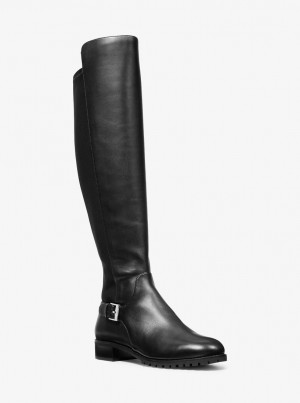 Botas Michael Kors Branson Stretch Leather Boot Mujer Negras | 8024-KUNXC