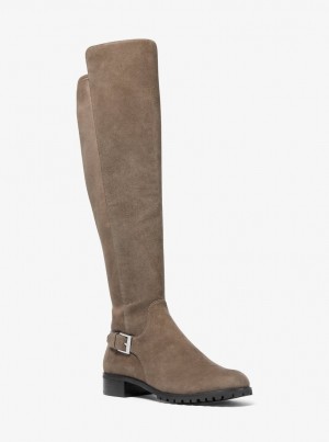 Botas Michael Kors Branson Stretch Suede Boot Mujer Marrones Claro | 3507-LSNKR