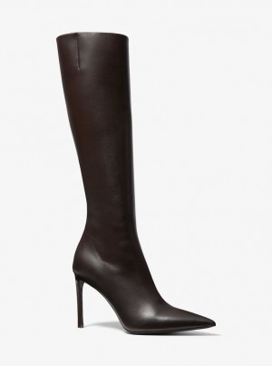 Botas Michael Kors Tatjana Leather Boots Mujer Chocolate | 8317-JCXTD