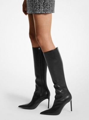 Botas Michael Kors Tatjana Leather Boots Mujer Negras | 4376-SKPWX