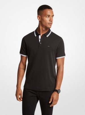 Camiseta Michael Kors Greenwich Cotton Polo Shirt Hombre Negras | 7394-KSLJF