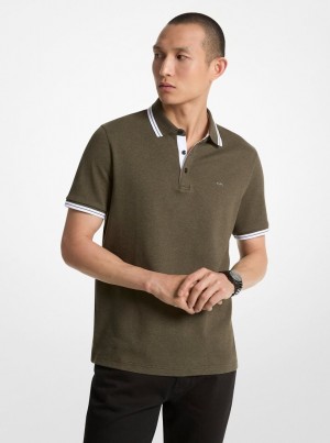 Camiseta Michael Kors Greenwich Cotton Polo Shirt Hombre Verde Oscuro | 6037-NDXMI