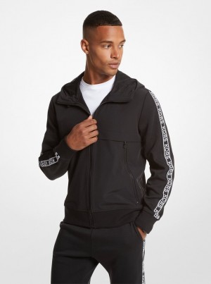 Camiseta Michael Kors Logo Tape Cotton Blend Zip-Up Hoodie Hombre Negras | 1752-NIABV