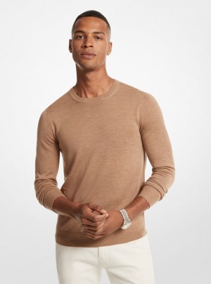 Camiseta Michael Kors Merino Wool Sweater Hombre Marrones Oscuro | 7351-OTMLD