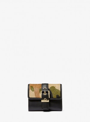 Carteras Michael Kors Colby Small Camouflage Print Calf Hair Tri-Fold Wallet Mujer Verde Oliva Multicolor | 8947-UPZTC