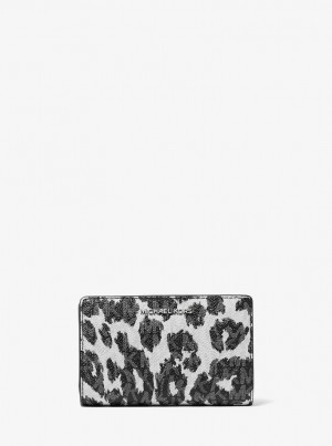 Carteras Michael Kors Empire Medium Leopard Logo Wallet Mujer Negras | 0986-DTCLE