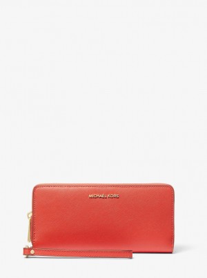 Carteras Michael Kors Large Saffiano Leather Continental Wallet Mujer Coral | 3590-CLVPE