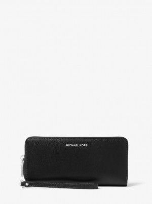 Carteras Michael Kors Saffiano Leather Continental Wallet Mujer Negras | 9273-ZEKRI