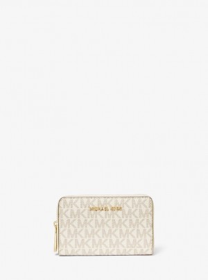 Carteras Michael Kors Small Logo and Leather Wallet Mujer Amarillo Claro | 0482-OCQKP