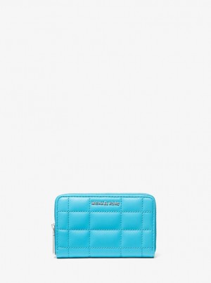 Carteras Michael Kors Small Quilted Leather Wallet Mujer Azules | 3810-OPHKX