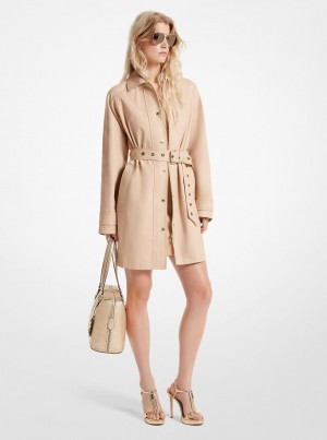 Chaquetas Michael Kors Cotton Twill Trench Coat Mujer Buff | 9207-RLJFS