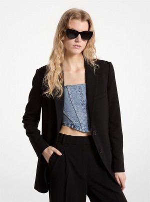 Chaquetas Michael Kors Crepe Boyfriend Blazer Mujer Negras | 4520-ZURDB