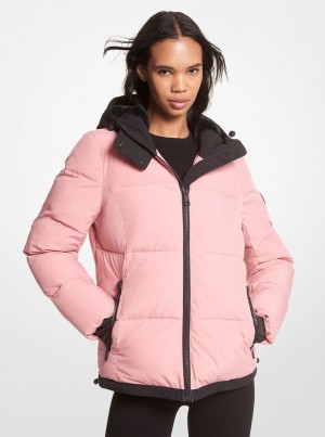 Chaquetas Michael Kors Faux Fur-Trim Quilted Puffer Jacket Mujer Azul Real Rosas | 1306-NXHCU