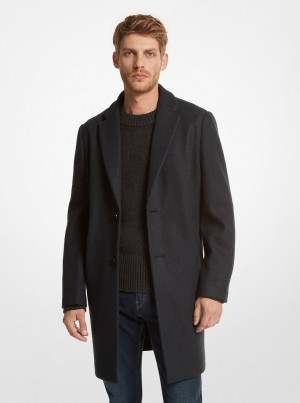 Chaquetas Michael Kors Kensington Woven Coat Hombre Azul Marino | 6324-LEYTM