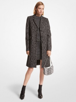 Chaquetas Michael Kors Metallic Snake Jacquard Coat Mujer Negras Plateadas | 4769-XPZAK