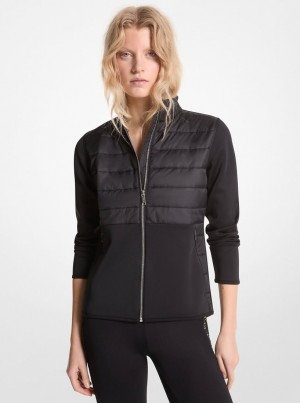 Chaquetas Michael Kors Mixed-Media Jacket Mujer Negras | 7408-NCYGT