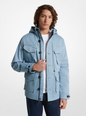 Chaquetas Michael Kors Stretch Cotton Hooded Field Jacket Hombre Chambray | 8671-PFIXU